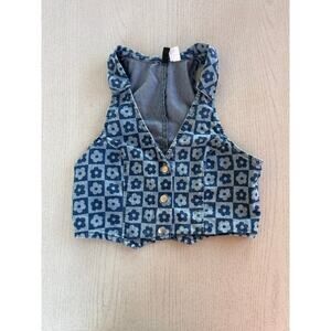 Divided H&M Floral Denim Crop Top Baddie Cottagecore Streetwear Trashy Y2K (B1)